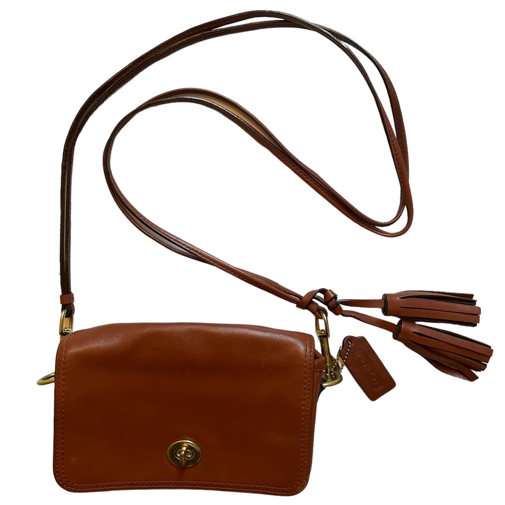 Coach Genuine Brown Leather Cross Body Bag Purse Gem